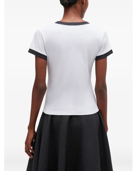 Ganni Pink Graphic T-Shirt With Round Neckline And Short Sleeves