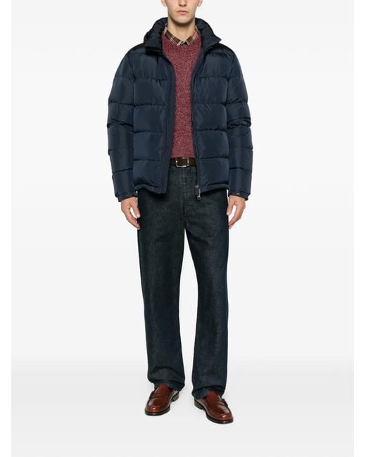 Aspesi Blue Hooded Zip Padded Jacket for men