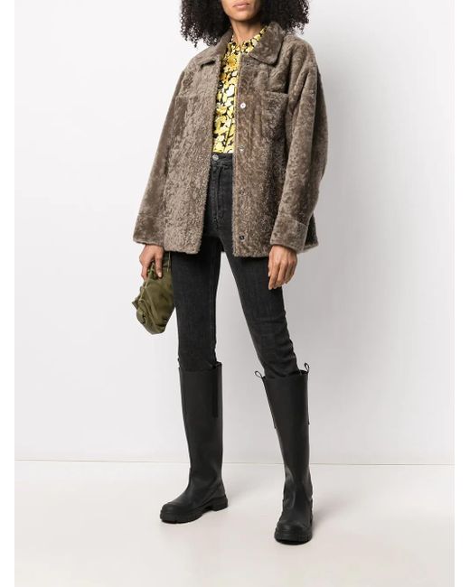 Liska Brown Reversible Lamb Fur Jacket