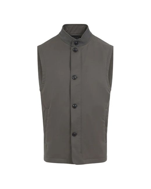 Zegna Gray Technical Shell Sleeveless Vest for men