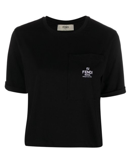 Camiseta con logo estampado Fendi de color Black
