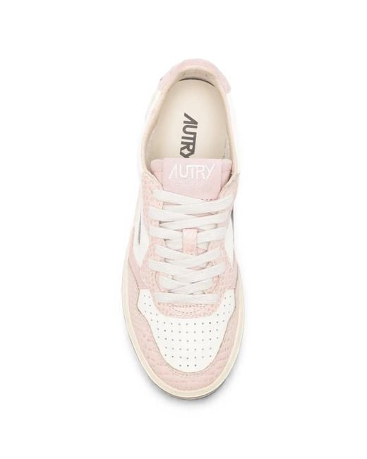 Autry White Medalist Croc-Effect Sneakers