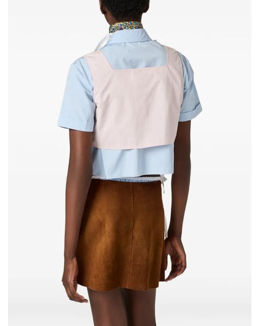 Miu Miu Pink Poplin Crop Top