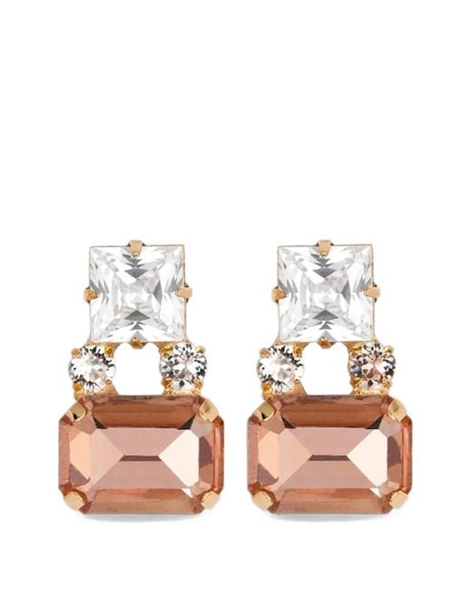 Jennifer Behr White Nanette Crystal-Embellished Earrings