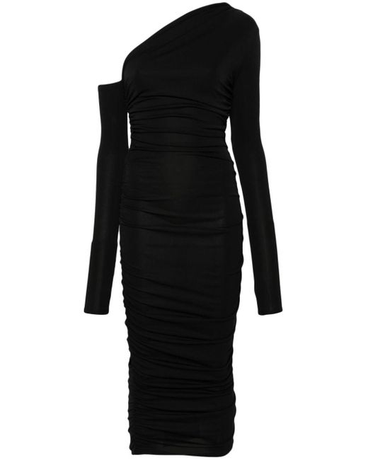Robe mi-longue Olimpia à une épaule ANDAMANE en coloris Black