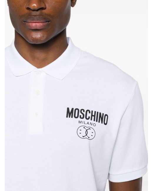 Moschino Katoenen Poloshirt Met Logoprint in het White voor heren