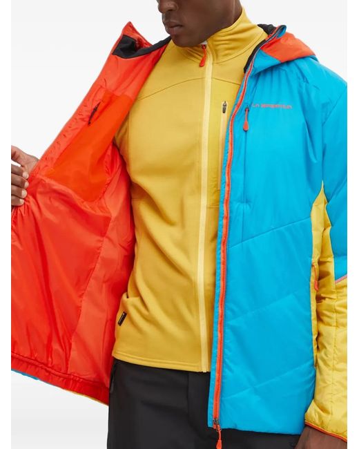 La Sportiva Blue Hooded Quilted-Design Jacket for men