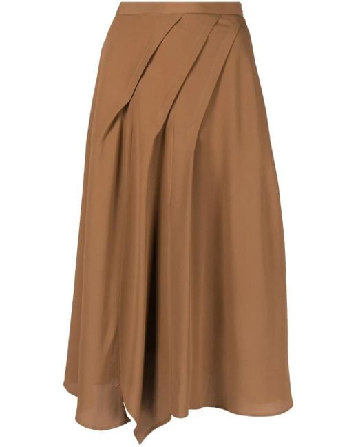 Blanca Vita Brown Draped Midi Skirt