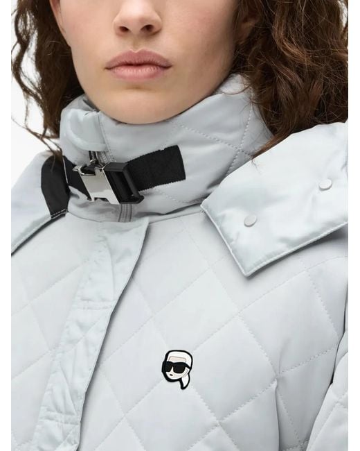 Karl Lagerfeld Gray Ikon Quilted Puffer Jacket