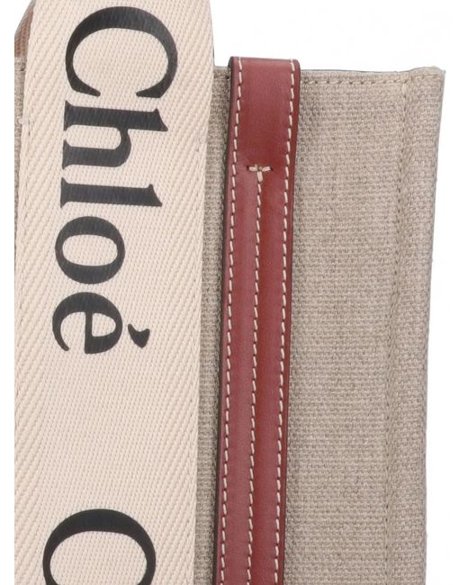 Chloé Pink Small Woody Logo-Strap Tote Bag