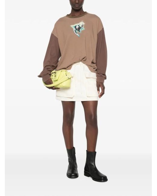 MSGM White Drawstring Mini Skirt