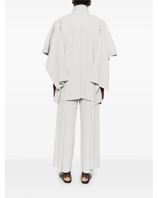 Homme Plissé Issey Miyake White Motion Blur Pleated Jacket for men