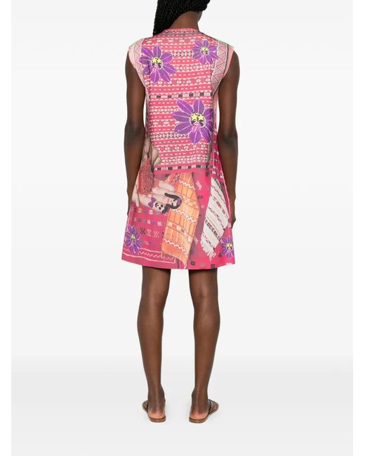 The Artistylist Pink Graphic-Print Sleeveless Mini Dress