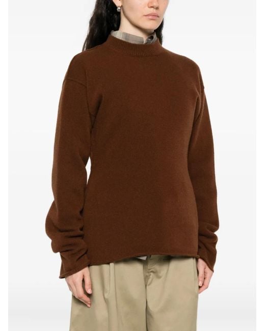 Sofie D'Hoore Brown Round-Neck Wool Sweater