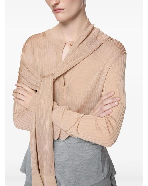 Acne Natural Ribbed-Knit Cardigan