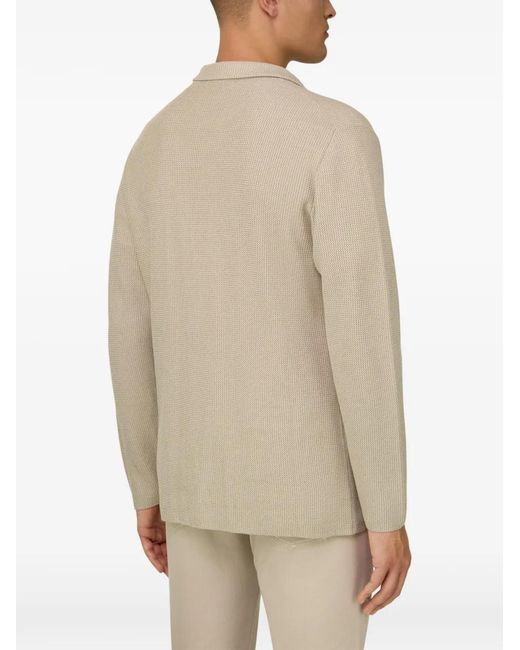 Boggi White Single-Breasted Knitted Jacket for men