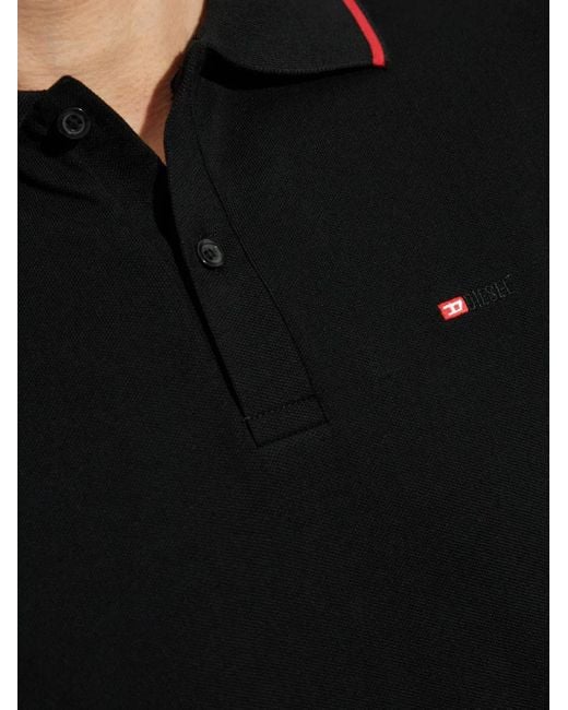 DIESEL Black T-Ferry-Microdiv Polo Shirt for men