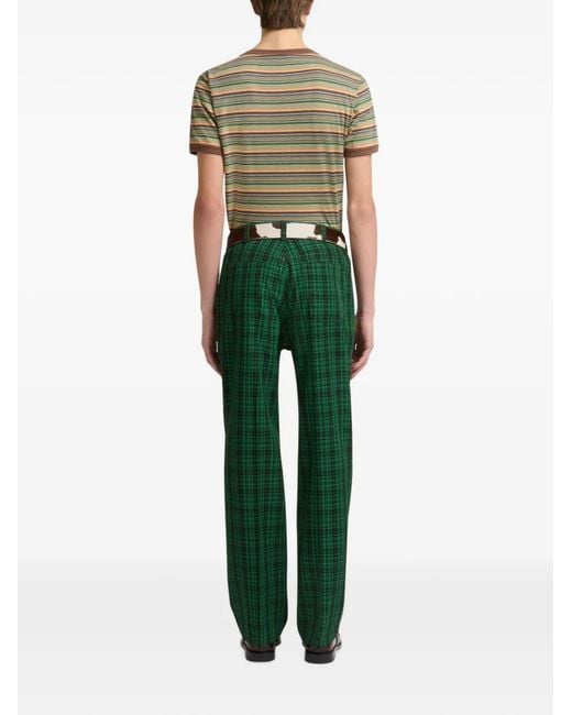 Marni Green Checked Wool Trousers for men