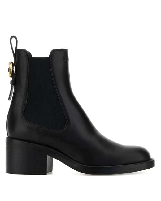 Chloé Black 60Mm Buckle-Detail Leather Boots
