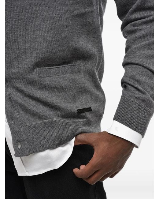 DSquared² Gray Patch-Pocket V-Neck Cardigan for men