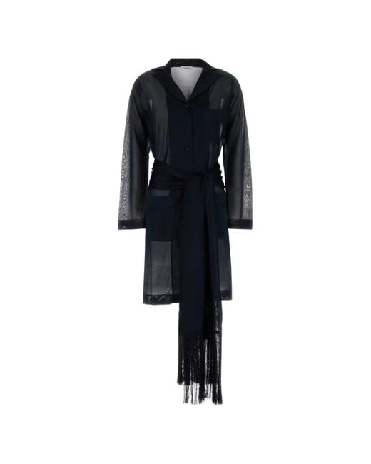 Ferragamo Black Fringe-Trimmed Sheer Cardigan