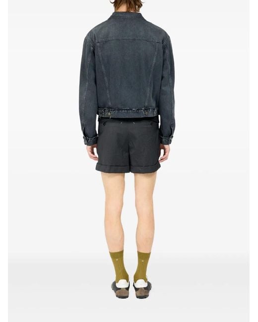 Maison Margiela Blue Buttoned Frayed Jacket for men