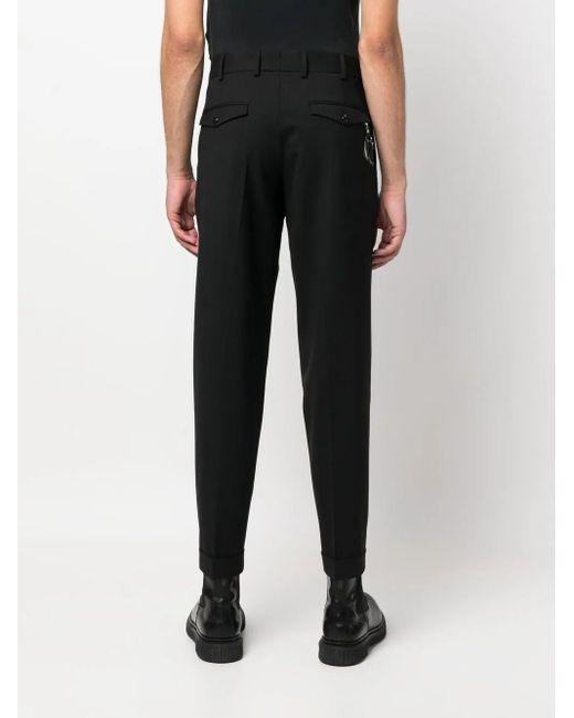 PT Torino Black Charm-Detail Tailored Trousers for men