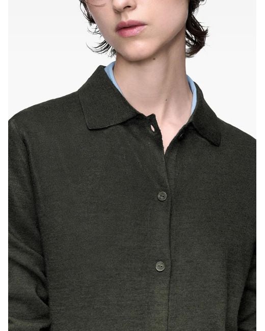 Maison Margiela Green Gradient-Effect Spread-Collar Cardigan