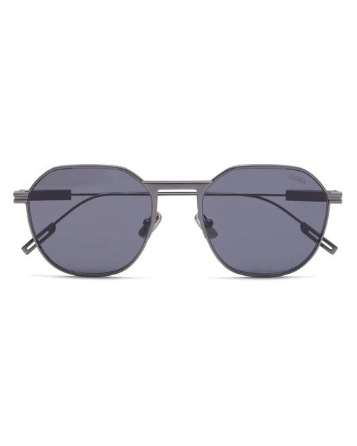 Zegna Blue Tinted Square-Frame Sunglasses for men