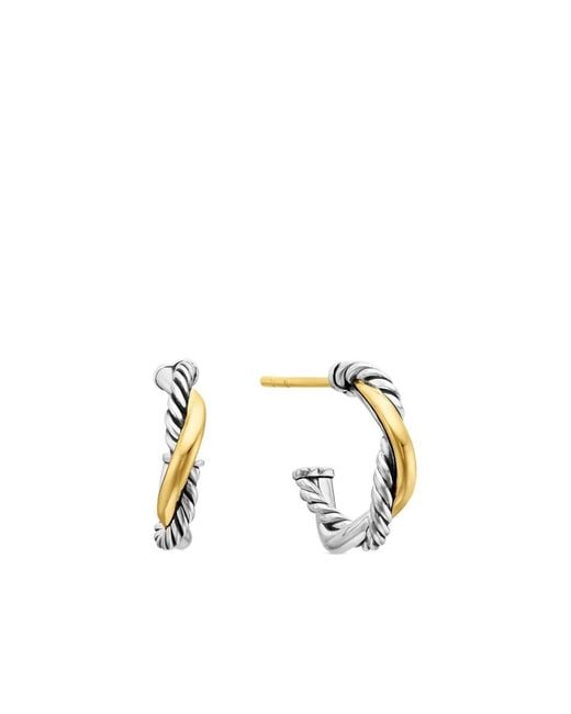 David Yurman Metallic 14Kt And Sterling Petite Infinity Huggie Hoops Earrings (3Mm)