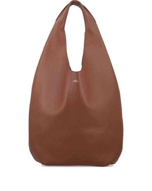 A.P.C. Brown Le Neige Grained Leather Handbag