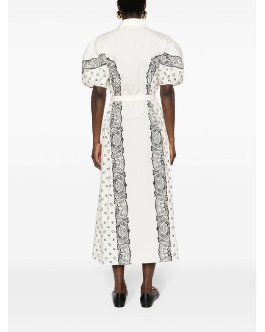 Chloé White Bandana-print Midi Shirt Dress