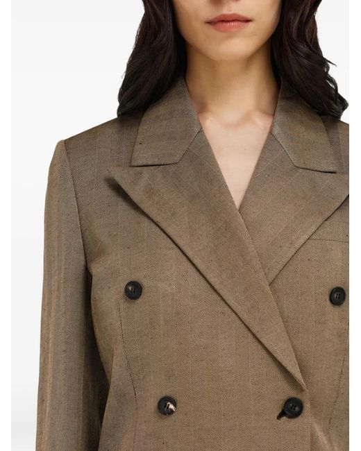 Ferragamo Brown Double-Breasted Blazer