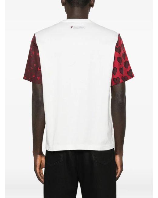 Lanvin Red Heart-Print T-Shirt for men