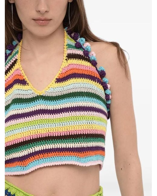 Matimì Blue Crochet Cropped Halterneck Top