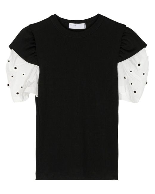 Toga Black Beaded Sleeves T-shirt
