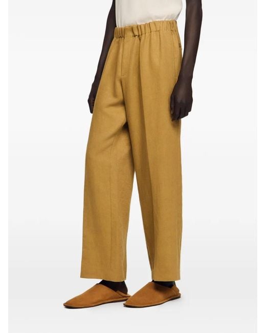 Sandro Yellow Wide-Leg Elasticated Linen Trousers for men