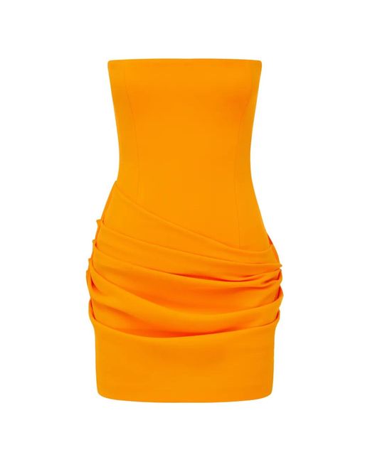 Alex Perry Orange Strapless Draped Mini Dress