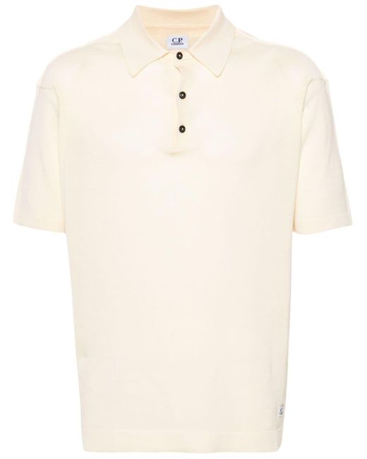 C P Company Natural Fine-knit Short-sleeve Polo Shirt for men
