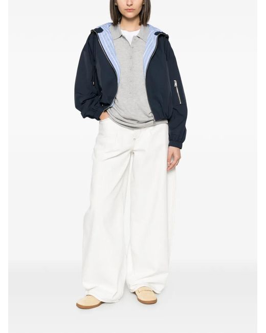 Liu Jo Blue Nylon Bomber Jacket With Hood