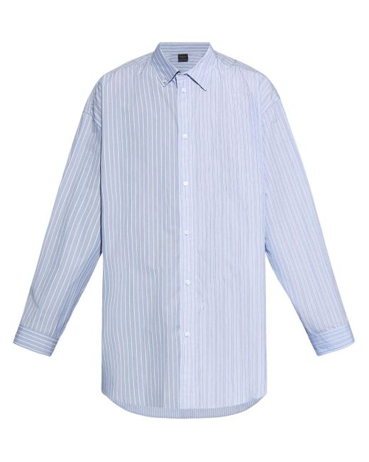 Chemise en coton à rayures Balenciaga pour homme en coloris Blue