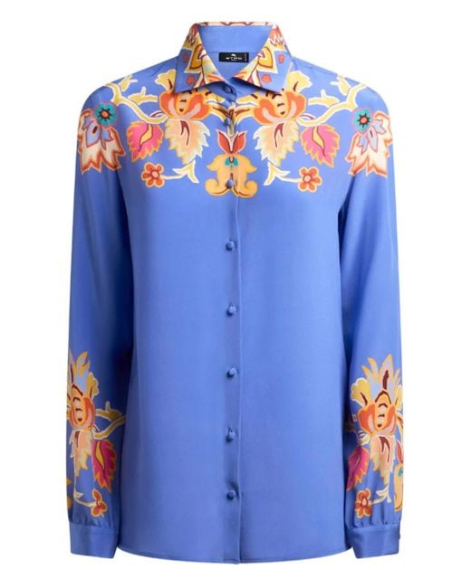 Camicia A Fiori di Etro in Blue