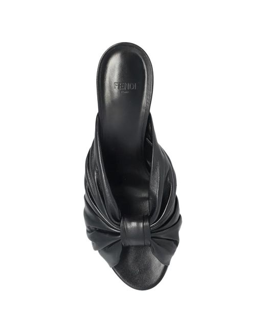 Fendi Black Arco Twisted-Upper Leather Sandals