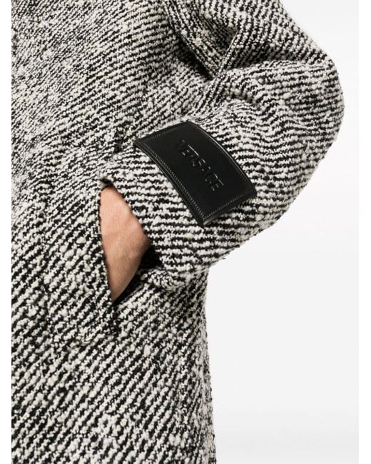 Versace Gray Single-breasted Bouclé Coat for men