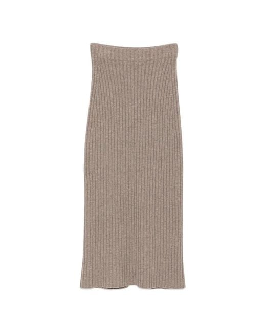 Bompard Brown Ribbed Cashmere Maxi Skirt