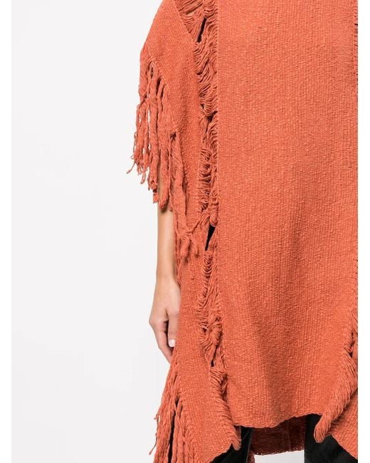 Voz Orange Haut Long À Détails De Franges