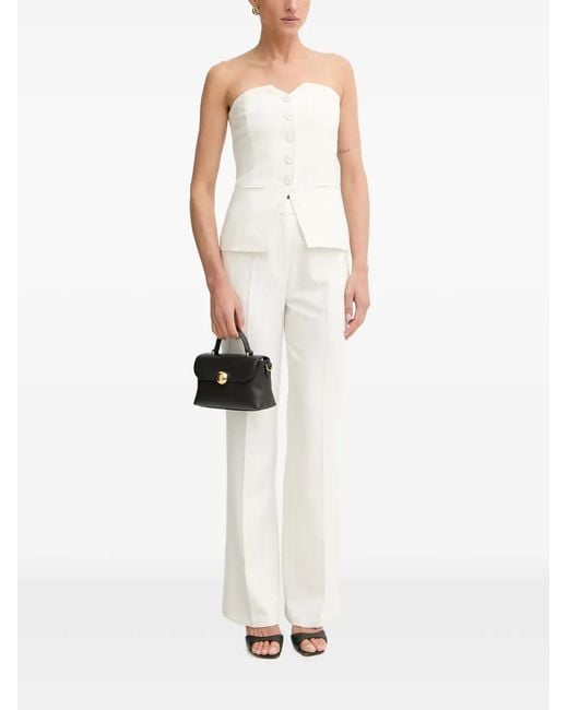 Morgan White Strapless Button-Up Blouse