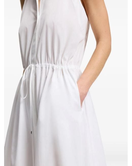Boss White Collared Drawstring Midi Dress
