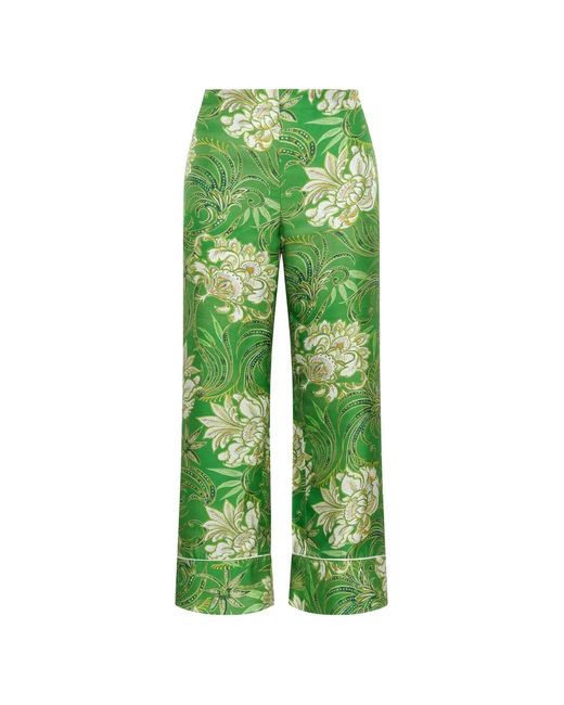 Maliparmi Green Print Piped Trousers