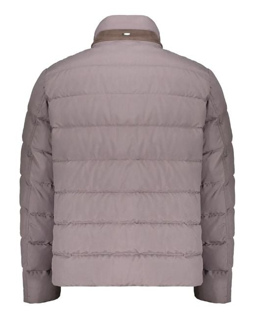 Herno Brown Zip Quilted Jacket for men